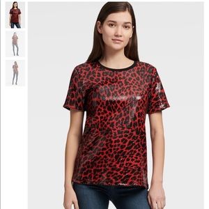 DKNY LEOPARD SEQUIN TEE